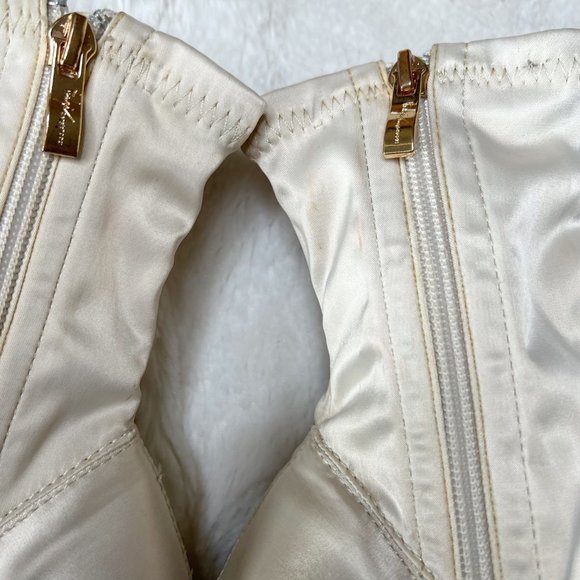 Sergio Todzi Satin Fitted Ivory Pointed Toe Ankle Zipper Boots Size 36 - Picture 10 of 14